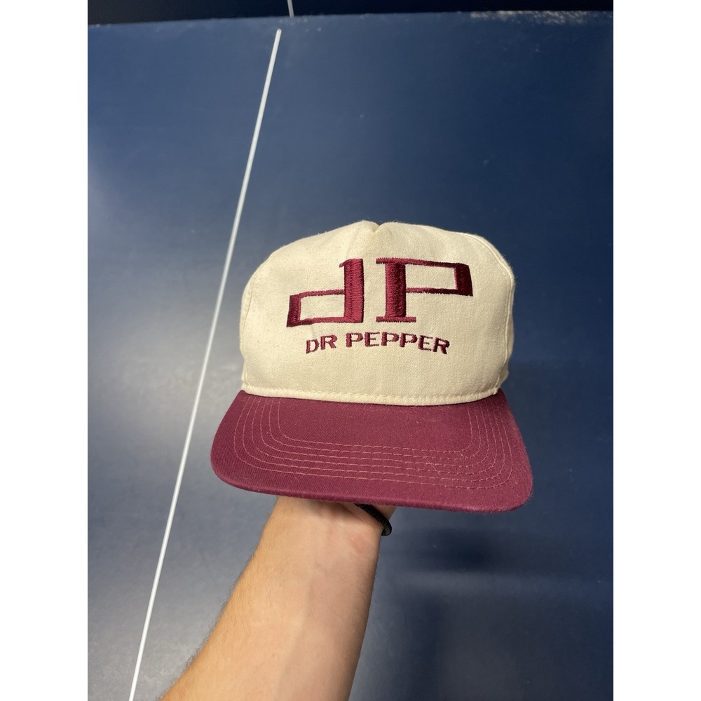 Vintage Dr Pepper White/Burgundy Single Pull String Adjustable Cap by K-Products